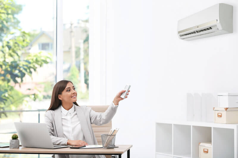 commercial heat pumps in office